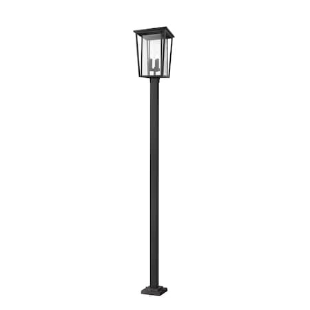 Z-Lite Seoul 3 Light Outdoor Post Mounted Fixture, Black & Clear 571PHXLS-536P-BK